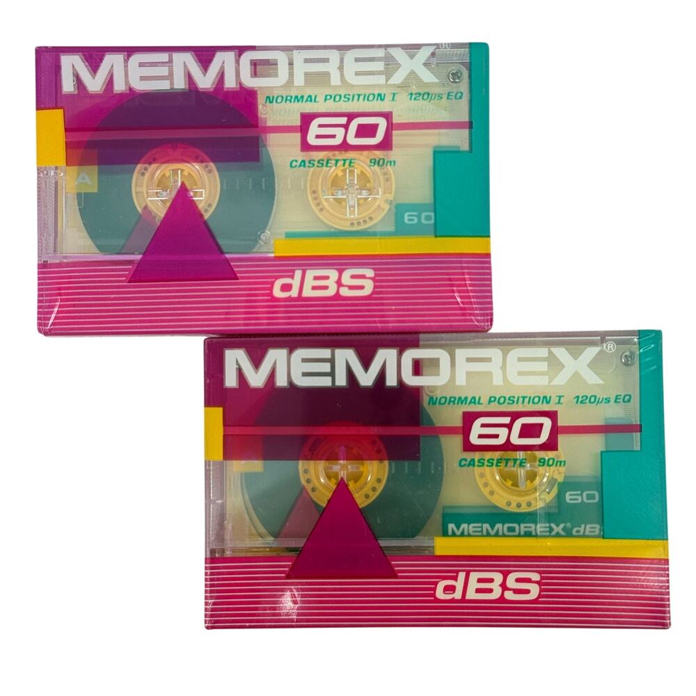 Memorex dBS 60 Lot of 2  Blank Audio Cassette Tapes Normal Bias Sealed